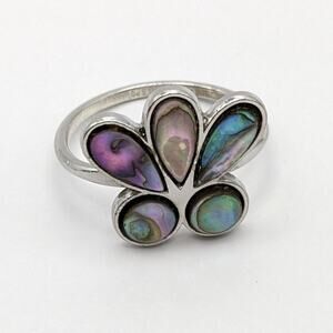Sterling Silver 925 MOP Abalone Ring Boho Western Signed ESPO Size 7.75